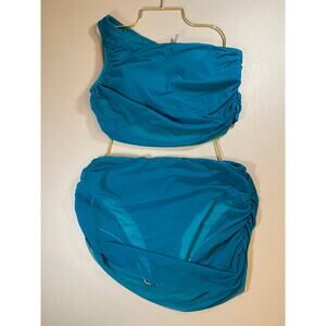 NWT Cupshe Teal One Shoulder High Waist Bikini Set Size Large